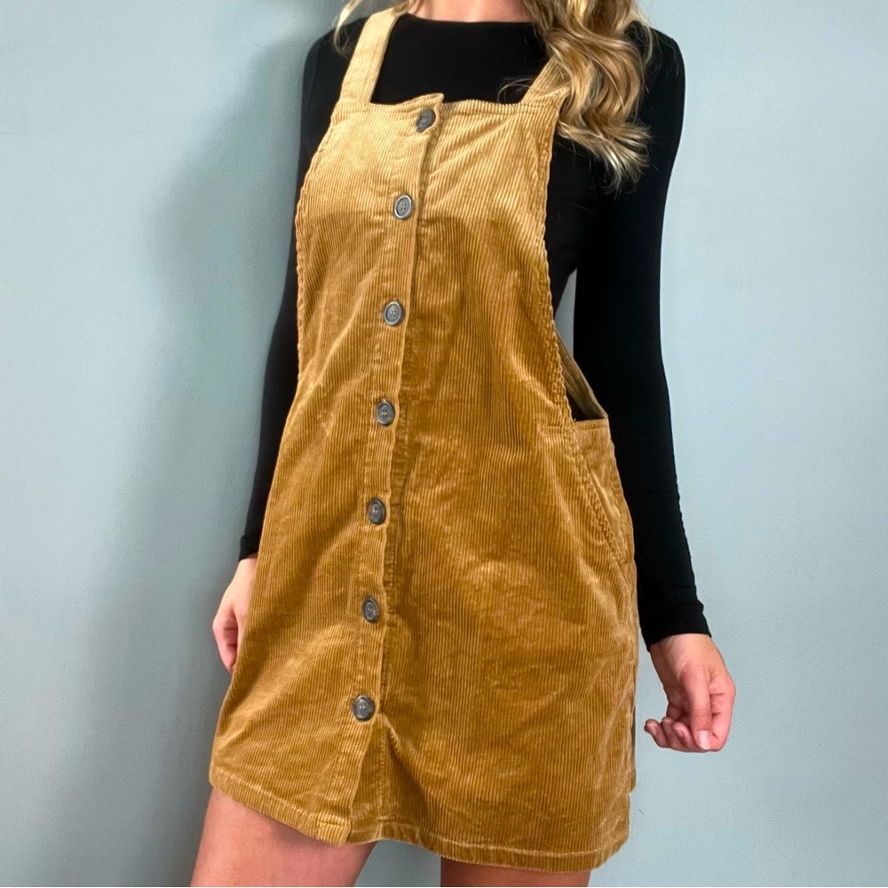 MONTREZ Corduroy Stretch Overall Dress with Pockets